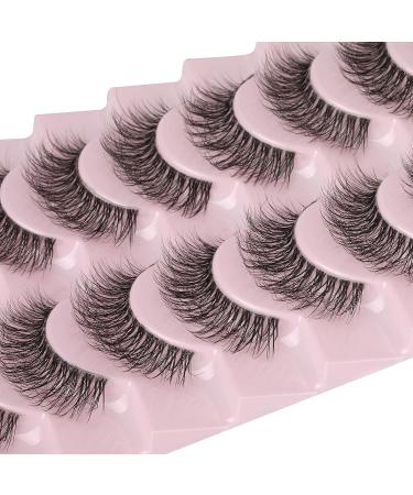 Wiwoseo 10 Pairs 14MM Cat Eye 3D Effect Natural Wispy Fluffy Russian False Eyelashes - Buy Online on SooperMarket.com