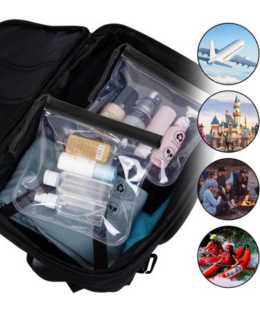 ECOHUB Airport Security Liquids Bags - 2 Black EVA Airport Liquid Bags 20x20cm, Airline Approved Clear Toiletry Bags with Zip Lock & Strap for Travel - Buy Online on SooperMarket.com