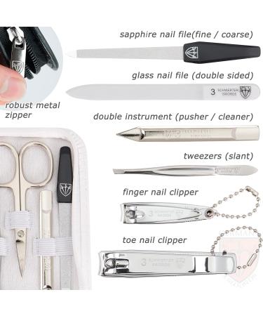 3 Swords Germany - brand quality 8 piece manicure pedicure grooming kit set for professional finger & toe nail care scissors clipper fashion leather case in gift box Made by 3 Swords (002037) WHITE - SYNTHETIC LEATHER - Buy Online on SooperMarket.com