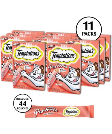 TEMPTATIONS Cat Treats Adult Creamy Puree Lickables Salmon 12g Pouches (44 Pack) - Buy Online on SooperMarket.com
