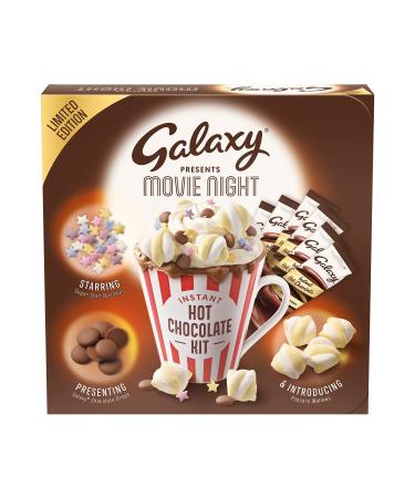 Galaxy Presents Movie Night | Hot Chocolate Station Featuring Galaxy Hot Chocolate Sachets and a Selection of 3 Toppings | Sugar Star Sprinkles Galaxy Chocolate Drops Popcorn Mallows | Pack of 1