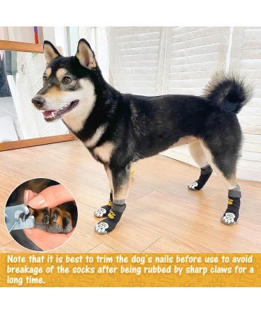 SCIROKKO Anti-Slip Dog Socks (3 Pairs) - Adjustable Pet Paw Protection with Golden Paw Pattern - Indoor Traction Control - Size L (Paw width 3.13 in) Black - Buy Online on SooperMarket.com