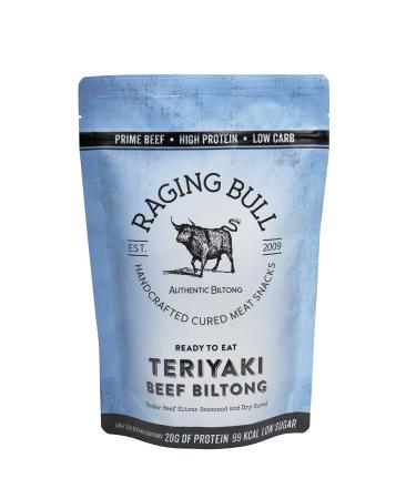 Raging Bull Teriyaki Biltong - Traditional South African biltong. Expertly crafted using the finest ingredients & our award-winning expertise.Delicious snacks high in protein & low in carbs. 250g bag. 250 g (Pack of 1)