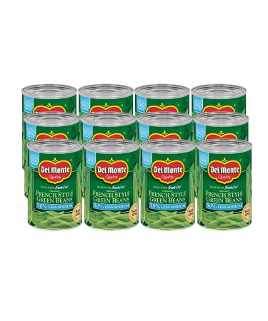 Del Monte Canned Fresh Cut French Style Green Beans with 50% Less Sodium, 14.5 Ounce (Pack of 12)