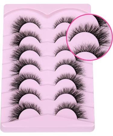 PHKERATA Cat Eye Lashes 15MM - 7 Pairs of Natural Fluffy Wispy Faux Mink Strip Eyelashes with 5ML Glue - Buy Online on SooperMarket.com