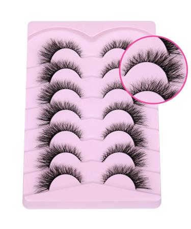 Buy 7 Pairs Cat Eye False Eyelashes - Natural Look Mink Fluffy 15mm 6D Volume Wispy Strip Lashes by PHKERATA - International Shipping Available - Buy Online on SooperMarket.com