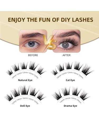 120 Clusters D Curl Wide Stem DIY Eyelash Extension Kit - 10-16mm Soft Fluffy False Lashes - W08# (08-mix) - Buy Online on SooperMarket.com
