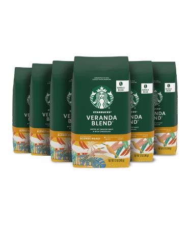 Starbucks Whole Bean Coffee Starbucks Blonde Roast Coffee Veranda Blend 100% Arabica 6 bags (12 oz each) Veranda Blend 12 Ounce (Pack of 6)