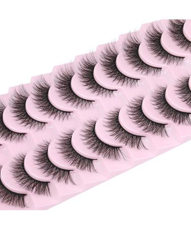 Fluffy 3D Mink Cat Eye False Eyelashes - 10 Pairs (13mm) for Women and Girls - Buy Online on SooperMarket.com