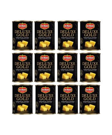 DEL MONTE DELUXE GOLD Pineapple Chunks in 100% Pineapple Juice Canned Fruit 12 Pack 20 oz Can