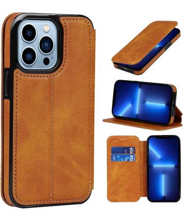 BRART Wallet Case for iPhone 13/13 Pro/13 Pro Max PU Leather Magnetic Protective Flip Case Cover with Credit Card Slot Viewing Stand Shockproof TPU (Color : Yellow Size : 13 mini 5.4") 13 mini 5.4" Yellow - Buy Online on SooperMarket.com