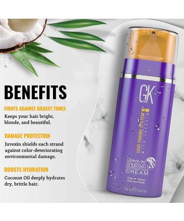 GK HAIR Global Keratin Bombshell Purple Leave In Cream - 3.4 Fl Oz/100ml | Conditioning Treatment for Blonde Hair, Controls Frizz, Removes Brassiness - Buy Online on SooperMarket.com