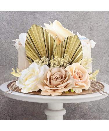 28 Pcs Vintage Boho Rose Cake Topper Kit - Dried Faux Flower Decor for Bohemian Wedding, Bridal, Baby Shower, Birthday Party Supplies - Buy Online on SooperMarket.com