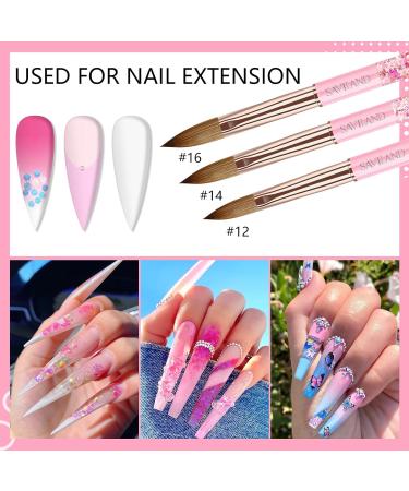 Saviland 6PCS Acrylic Nail Brush Set - Pink Gradient Handle, Sizes 6/8/10/12/14/16 - Ideal for Acrylic Nails, Powder & Nail Art - Beginner Friendly - Buy Online on SooperMarket.com