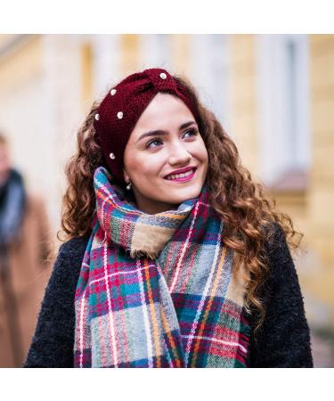 Whaline 5-Piece Knit Headbands & Ear Warmers Set for Women, Girls - Elastic Turban Wraps, Pearl Crochet Hair Band, Scrunchies - Autumn & Winter Colors - Buy Online on SooperMarket.com