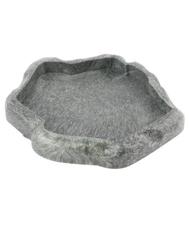 HEEPDD Reptile Feeding Bowl Resin Rock Feeding Plate Vivarium Food Water Dish Bowl for Tortoise Lizard Iguana Snake (Dark green S)