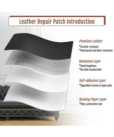 Self Adhesive Leather Repair Patch - 16x60 Inch, Strong Adhesion, Furniture & Car Seat Repair, Black - Buy Online on SooperMarket.com