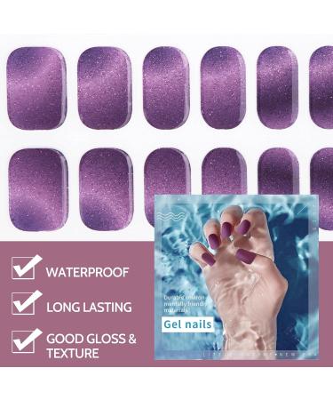 16 PCs Purple Gel Nail Polish Stickers - Full Wrap Nail Strips for Women & Girls | Cured Gel Nail Decoration (BSG-0329 Starry Sky) - Buy Online on SooperMarket.com