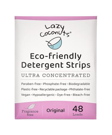 Eco Friendly Plant Powered Laundry Detergent Strips - Fragrance Free Unscented Ultra Concentrated Earth Friendly No Plastic - Lightweight and Perfect For Home Dorms Travel Camping