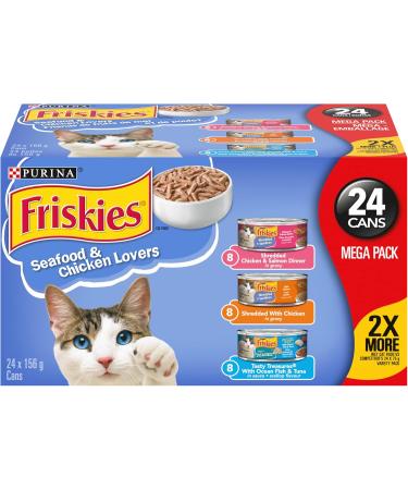 Purina Friskies Seafood & Chicken Lovers Wet Cat Food Variety Pack 24 x 156g Cans Brown (45078) & Wet Cat Food Saucy Seafood Variety Pack - 24 x 156 g Can (24 Pack) Wet Cat Food + Wet Cat Food 24 Pack - Buy Online on SooperMarket.com