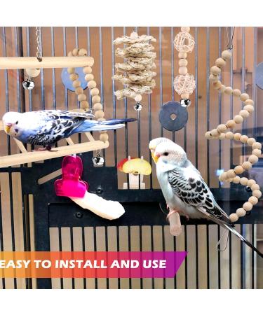 Buy 13-Part Natural Wood Parrot Toys - Bird Swing Climbing & Grinding Accessories for Budgies & Canaries - International Shipping Available - Buy Online on SooperMarket.com