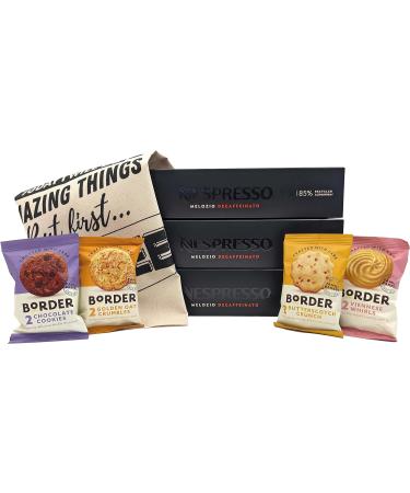 Nespresso Vertuo Melozio Decaffeinato Coffee Capsules - 3 Boxes (30 Pods) Bundled with Border Biscuits Selection & Giftable Tote Bag - Buy Online on SooperMarket.com