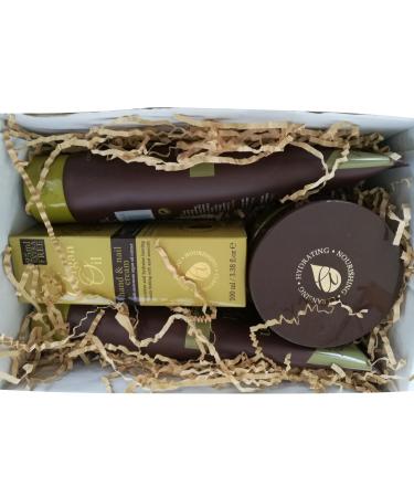 Morroccan Argan Oil 4 Pack Beauty Gift Set Moisturising Body Butter Hair Shampoo Conditioner and Hand and Nail Cream Easter 2018 Bath Set
