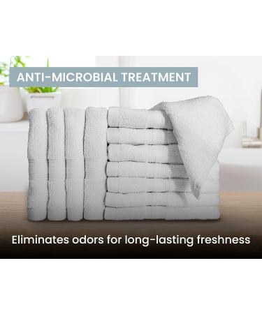 Bennett and Shea 12-Piece Luxury Washcloths - Odor Resistant Anti-Microbial Bath Towels - 13 x 13 Premium, Highly Absorbent, Quick Dry, Extra Soft Towel Set in Bright White - Buy Online on SooperMarket.com
