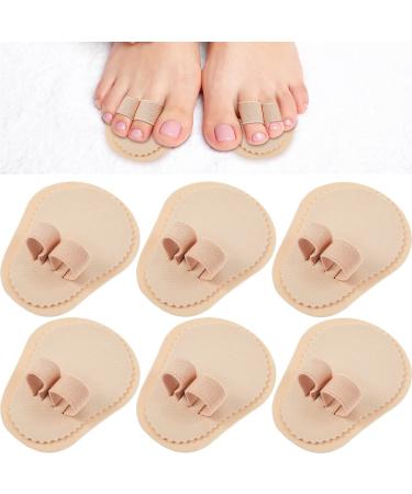 6 Pieces Double Toe Straightener Hammer Toe Splint Toe Corrector Separators for Crooked Toes Relieving Foot Pain, Claw and Overlapping Toes, Pressure, Discomfort (Beige)