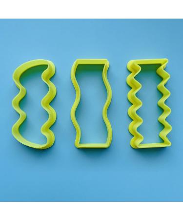Set of 3 Wavy Rectangle Shape Cutters for Hair Clips Hair Barrettes