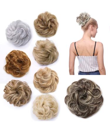 Updo Messy Hair Bun Scrunchy Scrunchie Bun Donut Hair Updo Hairpiece Ribbon Ponytail Extensions -Medium Brown mix Bleach Blond 35g 35 g Medium Brown mix Bleach Blond