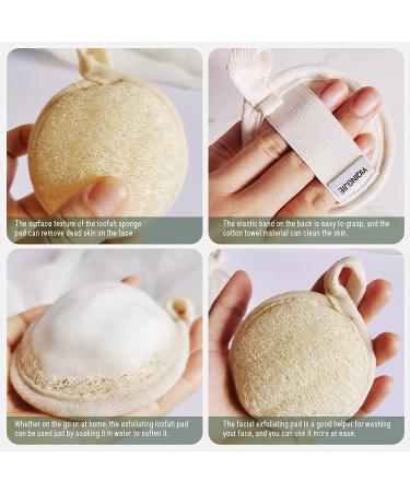 Natural Face Exfoliating Loofah Pad Scrubber - 4 Pack Makeup Remover & Facial Cleansing Brush for Gentle Skin Massage & Blackhead Removal - Beige - Buy Online on SooperMarket.com