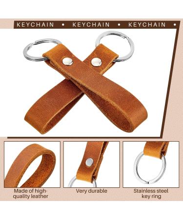 Shop Nuen 4-Piece Leather Key Ring Set | Durable Leather Keychains with Metal Loops for Cars | Stylish Key Accessories - Buy Online on SooperMarket.com