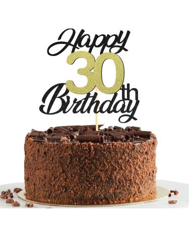 Sumerk 30 cake attachments for the 30th birthday cake attachments birthday party decoration accessories gold and black 1 pack of cake attachment for the 30th birthday