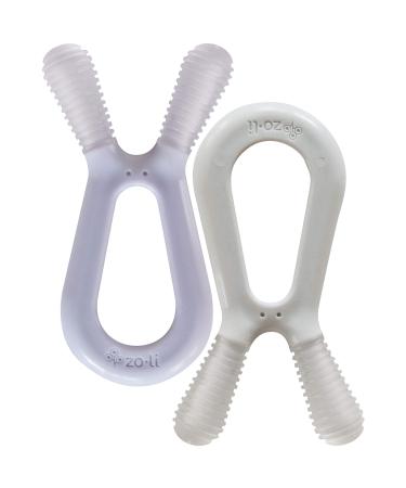 Most Recommended Molar Teether for Babies | ZoLi Bunny Baby Teething Toy Gum Massaging Molar Gums Relief Easy to Hold and chew BPA Phthalate and Toxin Free teether Lilac + ash Grey (Pack of 2)
