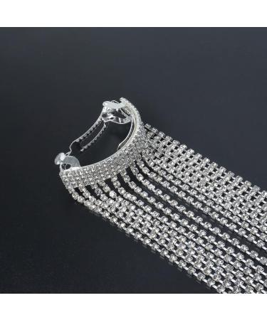 Rhinestone Tassel Hair Clips Silver Diamante Chain Hair Clips for Women Ponytail Clips Hair Style Accessories - Buy Online on SooperMarket.com