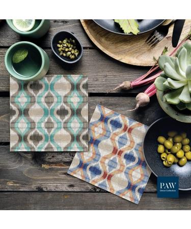 PAW 3-Layer Napkins - 20 Pack | 33x33 cm | Perfect for Weddings Communions & Celebrations | Ethnic Tribal Patterns - Turquoise | International Shipping Available - Buy Online on SooperMarket.com