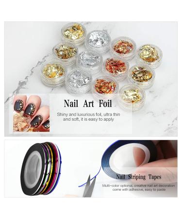 Canvalite Nail Art Brush Set - 5 Pc Gel Nail Decoration Tools Dotted Pen Rhinestones & Gold Leaf for Salon & Home Use - Buy Online on SooperMarket.com