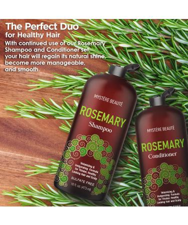 Mystere Beaute Rosemary Shampoo and Conditioner Set - Promotes Hair Growth & Scalp Health - Volumizing Formula - Sulfate & Paraben Free - 16 fl oz each - Buy Online on SooperMarket.com