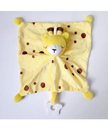 Bubby Boo Yellow Giraffe Stuffed Animal Security Blanket with Rattle and Teether - Soft Snuggle Toy for Baby - Soothing Plush Lovey - Perfect Baby Gift - Buy Online on SooperMarket.com