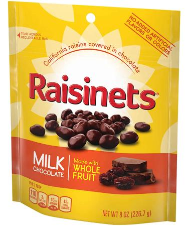 Raisinets Milk Chocolate Covered California Raisins Movie Theater Reclosable Bag - 8 Oz 8 Pack - Buy Online on SooperMarket.com
