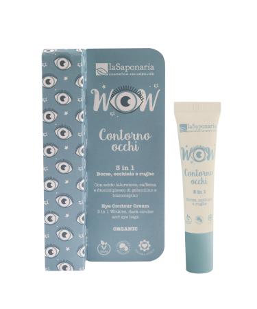 La saponaria 3-in-1 eye contour cream wrinkles & fine lines dark circles hyaluronic acid retinol caffeine anti-aging brightening natural vegan free-test recycled packaging organic 15ml