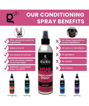 The Pet Guru Scented Natural Dog Conditioning Spray 250ml - HUG Rejuvenating Baby Powder Fragrance - Conditioning Moisturising Dog Grooming Spray - Dog Puppy Grooming 250ml HUG - Buy Online on SooperMarket.com