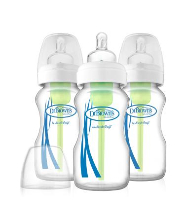 Dr. Brown's Options 3 Piece Wide Neck Glass Bottles  9 Ounce 3 Count (Pack of 1)