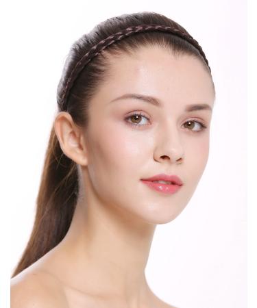 WIG ME UP - CXT-009-006 Hairband headband braided traditional costume 1cm narrow brown braid