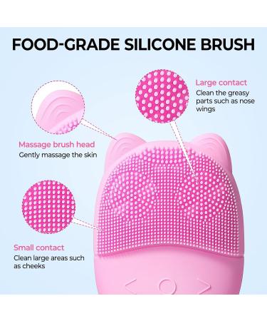 Electric Face Scrubber Silicone Facial Cleansing Brush for Deep Cleanning Exfoliating Waterproof Rechargeble|Vibrating|Massager (Pink) - Buy Online on SooperMarket.com