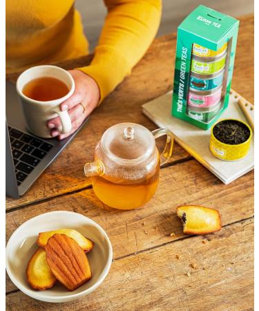 Kusmi Tea Gift Set Les Verts - Organic Green Tea Assortment in 5 Metal Tins (25g each) - Gr ner Jasmin Green Ginger Label Imp rial Green Rose Green Mint - Perfect International Gift - Buy Online on SooperMarket.com