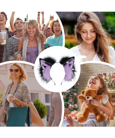 Wontool Animal Ears Headband - Cosplay Animal Ear Headband for Women Plush Cosplay Decoration for School Plays Theater Costumes Stage Shows and Dances Purple - Buy Online on SooperMarket.com