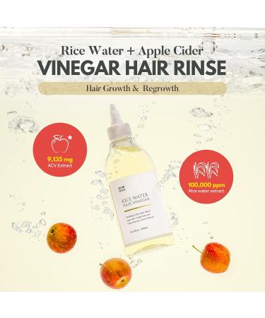 Rice Water & Apple Cider Vinegar Hair Rinse - Gentle Scalp Cleanser for Hair Growth, Dandruff Treatment - 10fl.oz - Buy Online on SooperMarket.com