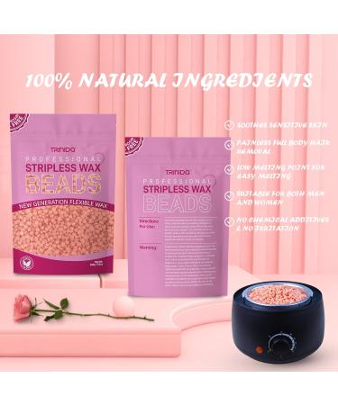 TRINIDa Rose Hard Wax Beads 500g with 10 Applicators - Gentle Hair Removal for Full Body, Facial and Legs - Painless Wax Beads for Women and Men - Buy Online on SooperMarket.com